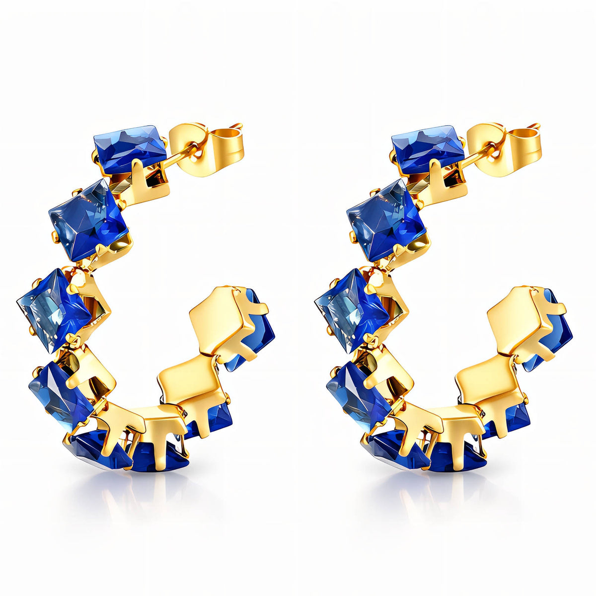 Orecchini a cerchio con zirconi blu
