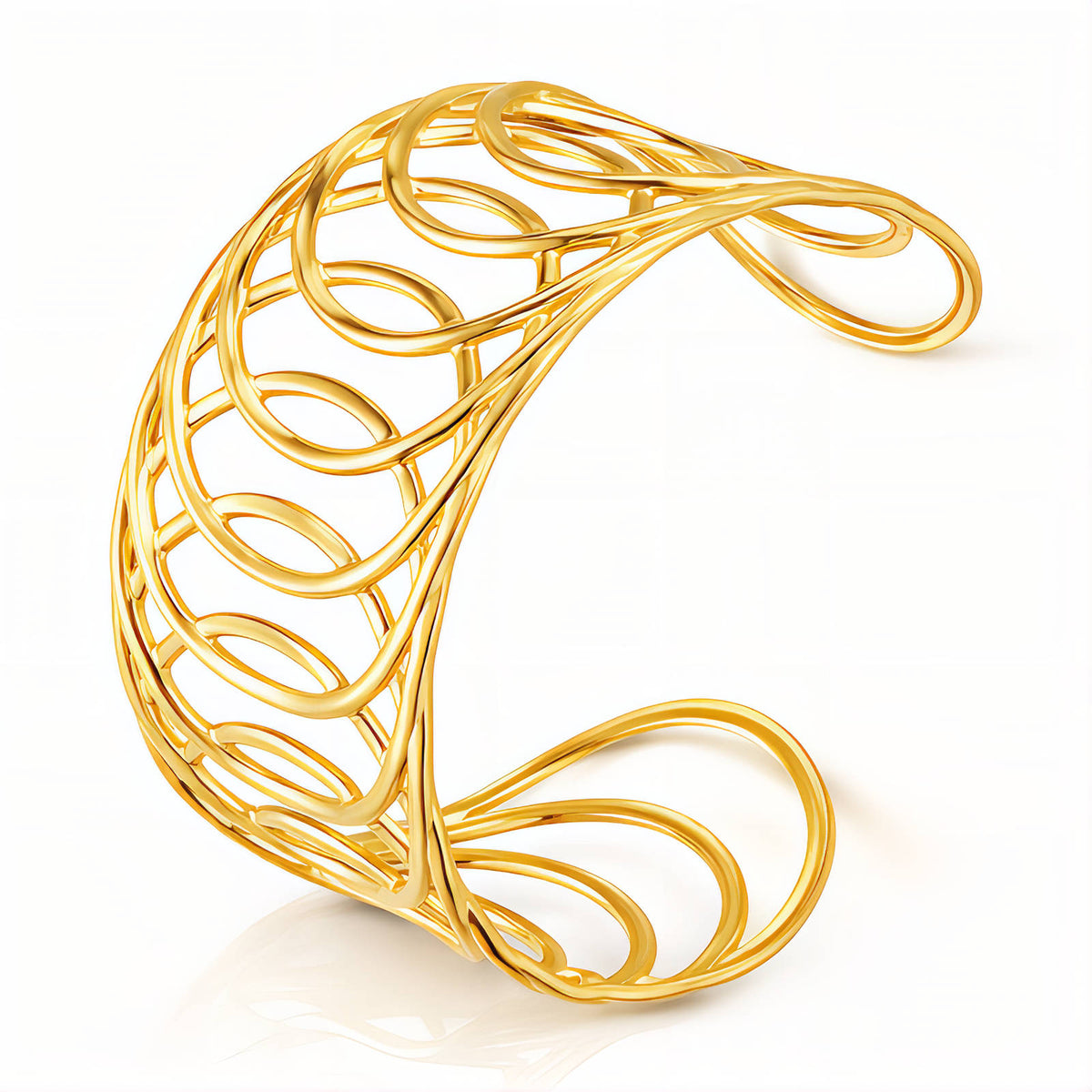 Bracciale rigido dorato traforato