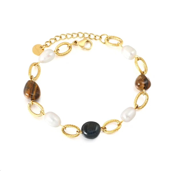 Bracciale con pietre naturali e perla
