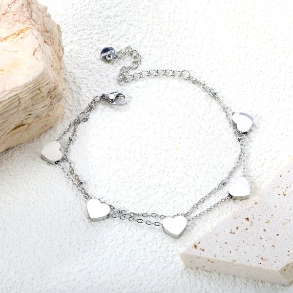 Bracciale doppia catena con cuore
