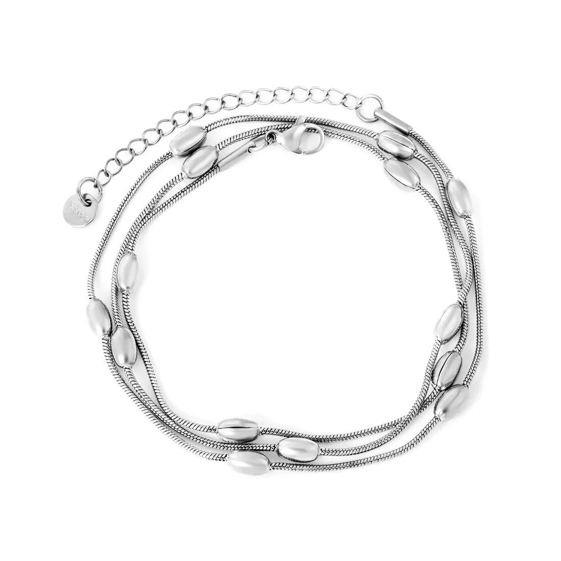Bracciale doppio filo con perline ovali