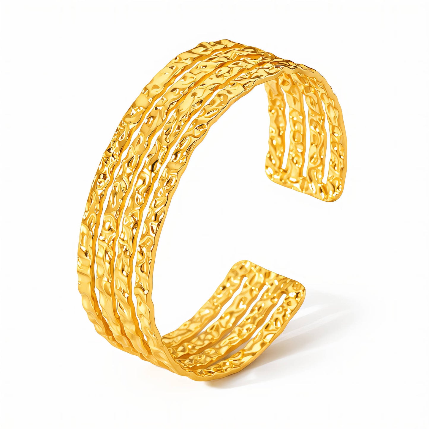 Bracciale rigido dorato a quattro fili