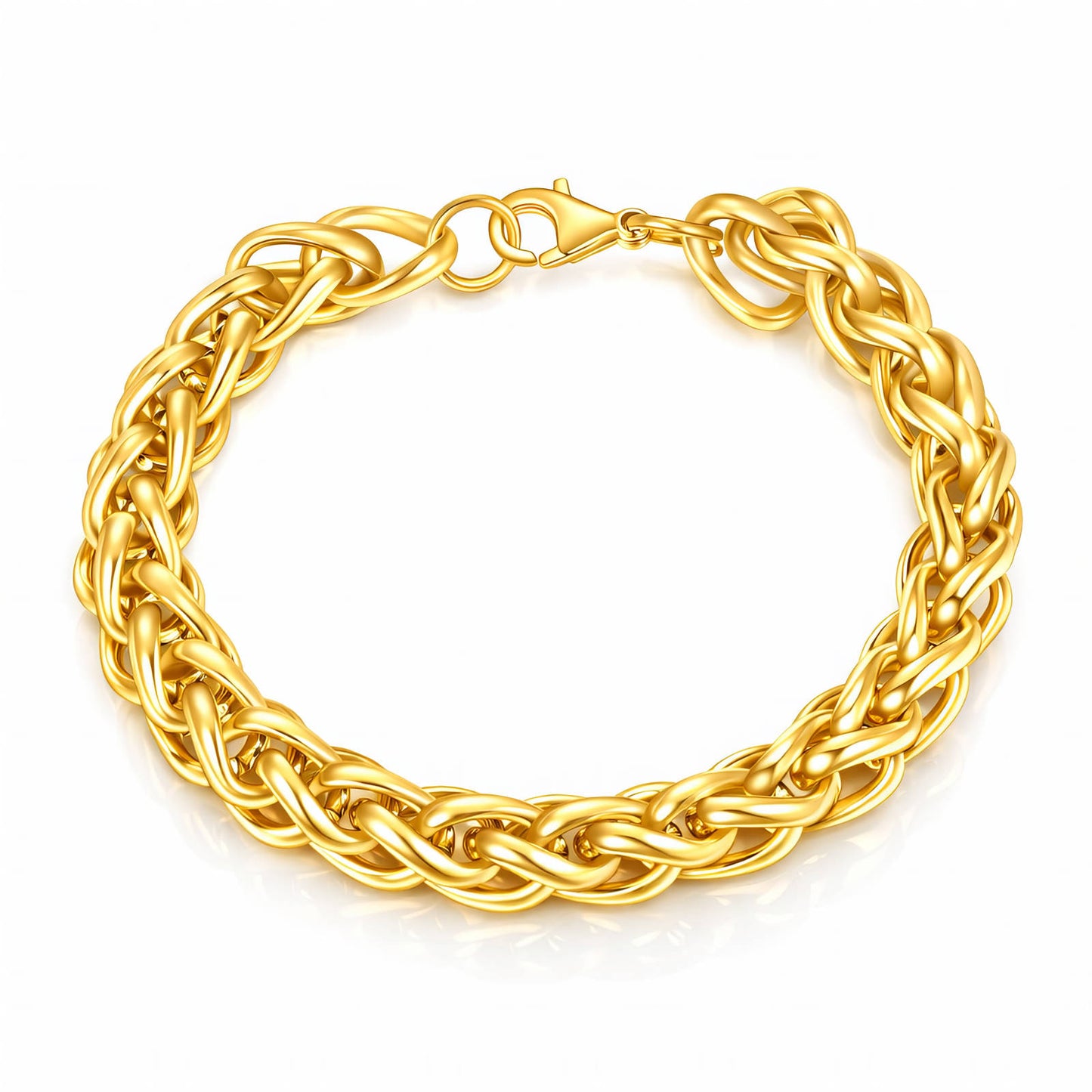 Bracciale dorato a maglia intrecciata