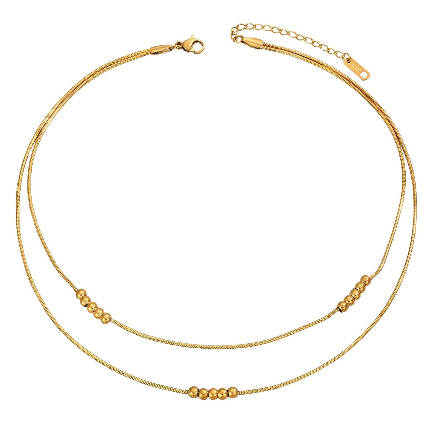 Collana doppia dorata con sferette