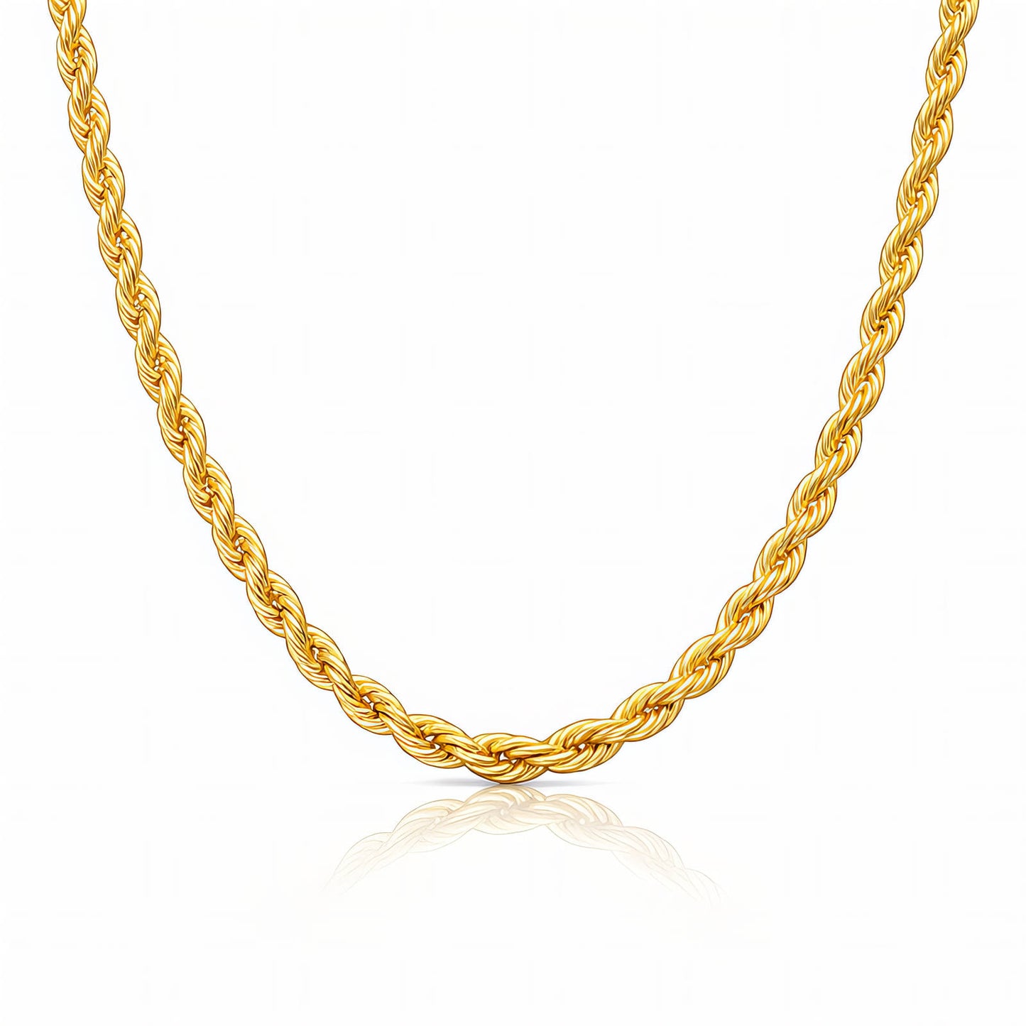 Collana dorata a corda intrecciata