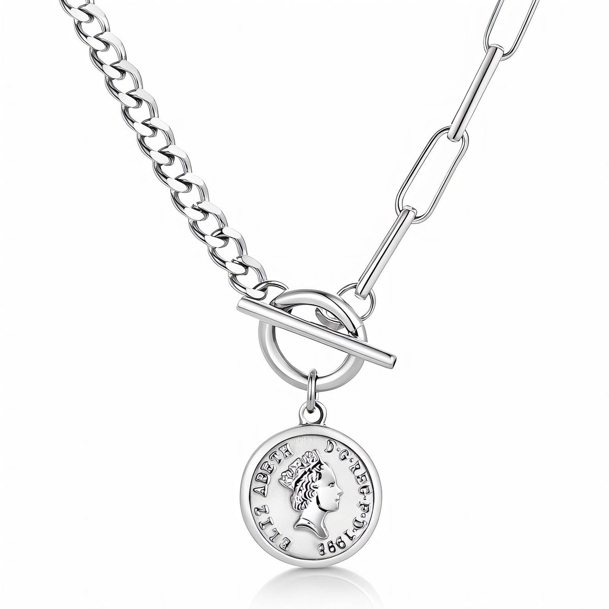 Collana con moneta e chiusura a T