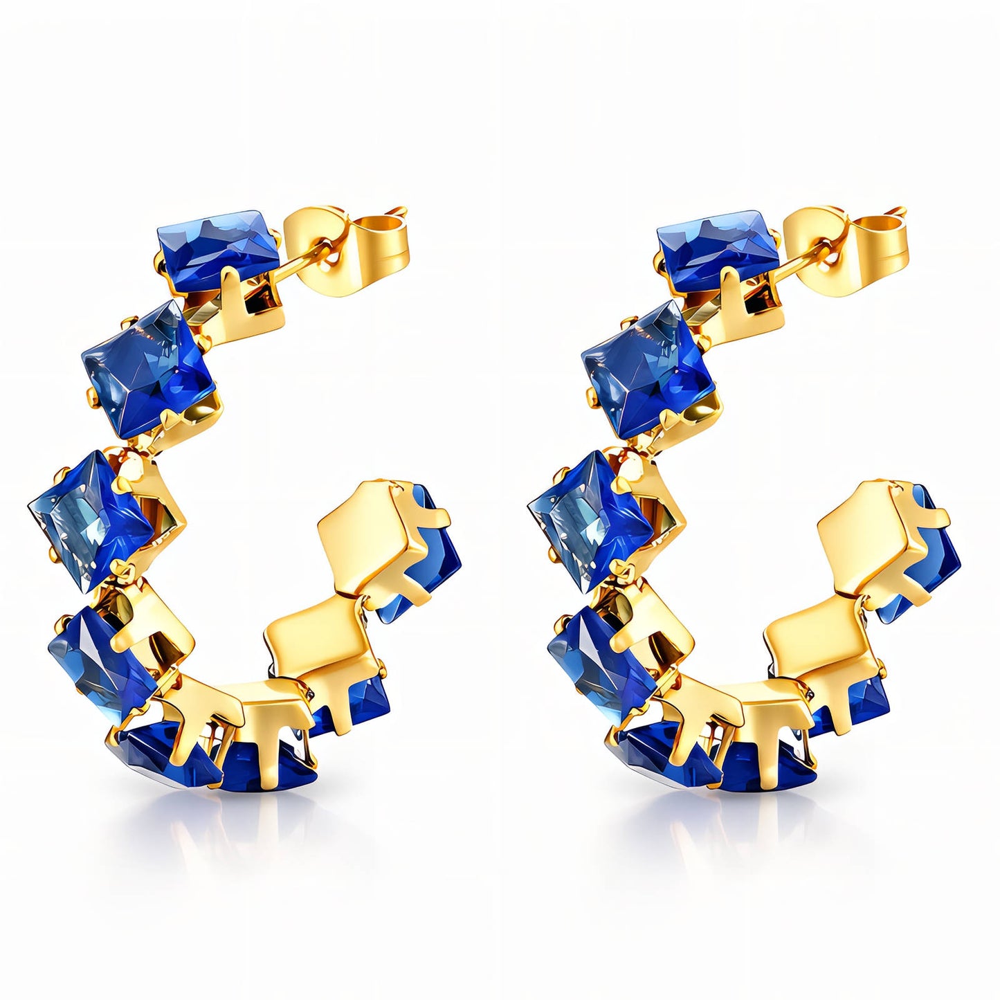 Orecchini a cerchio con zirconi blu