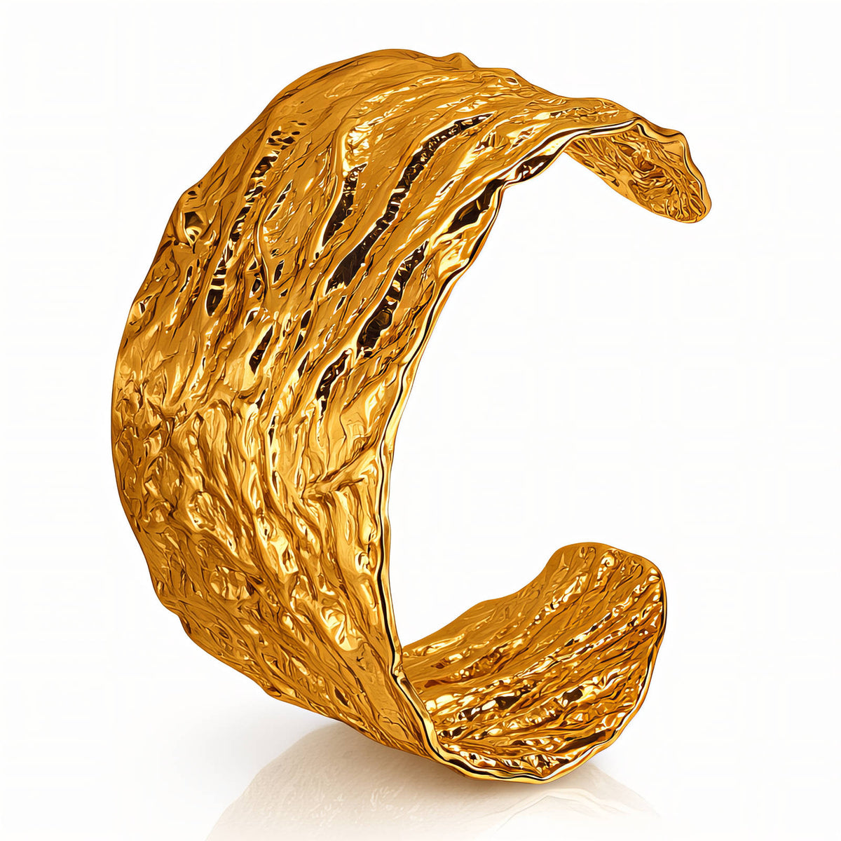 Bracciale rigido dorato a fascia larga