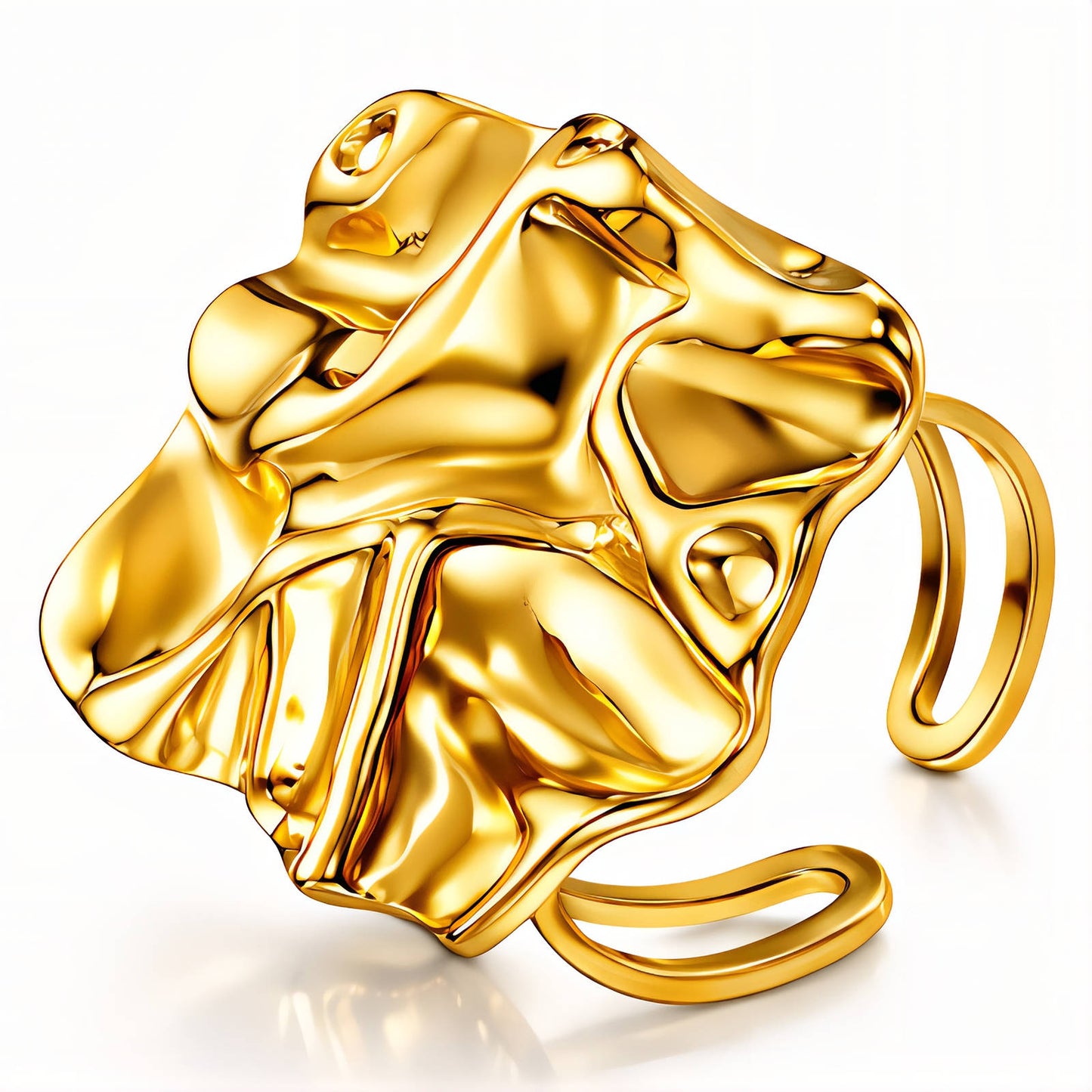Anello regolabile dorato scultoreo