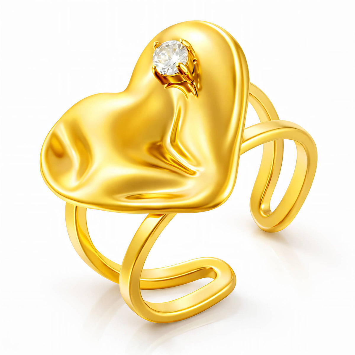 Anello regolabile con cuore di zirconi