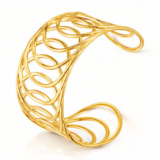 Bracciale rigido dorato traforato