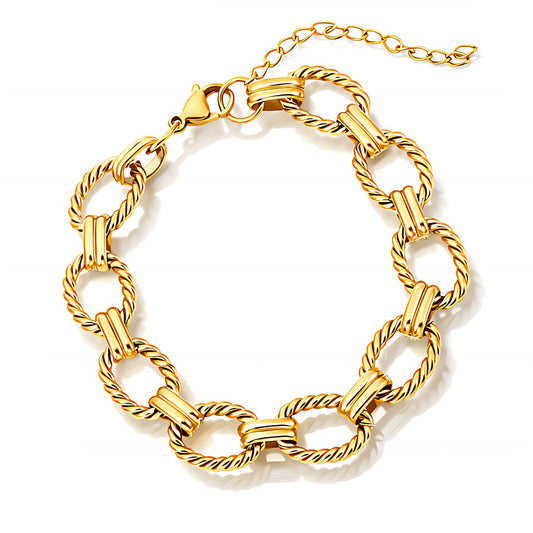 Bracciale dorato a maglie ovali a corda