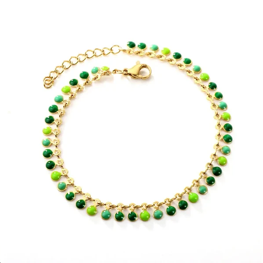 Bracciale a gocce verdi dorato
