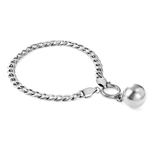 Bracciale catena con sfera argento