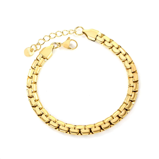 Bracciale catena piatta a maglie lucide