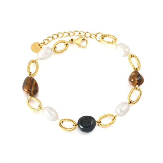Bracciale con pietre naturali e perla