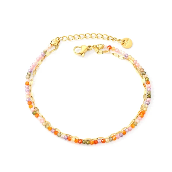 Bracciale doppia catena con zirconi colorati