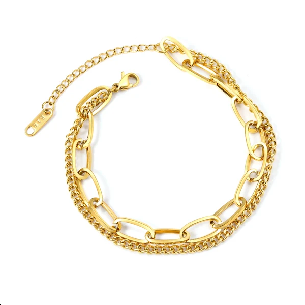 Bracciale doppia catena dorato