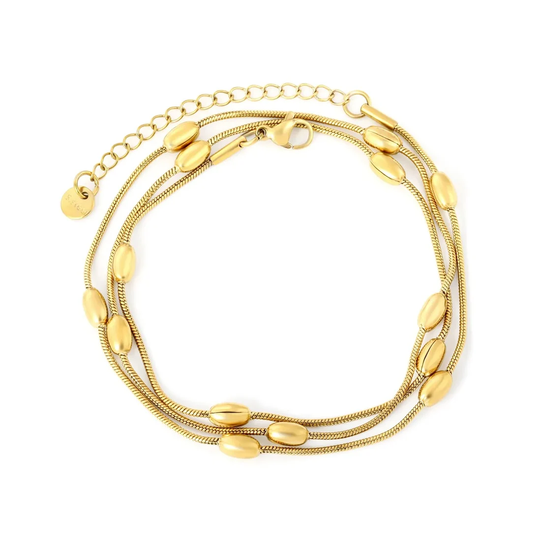 Bracciale doppio filo con perline ovali