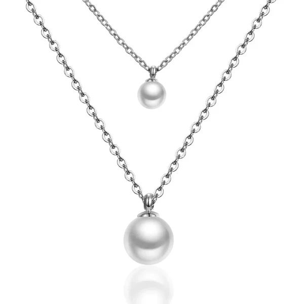 Collana doppia catena con perla