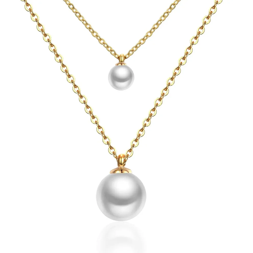 Collana doppia catena con perla